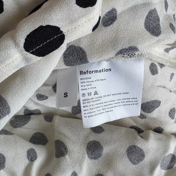 Reformation Lores Wrap Top Black White Ink Blot Polkadot Size S - Picture 5 of 5